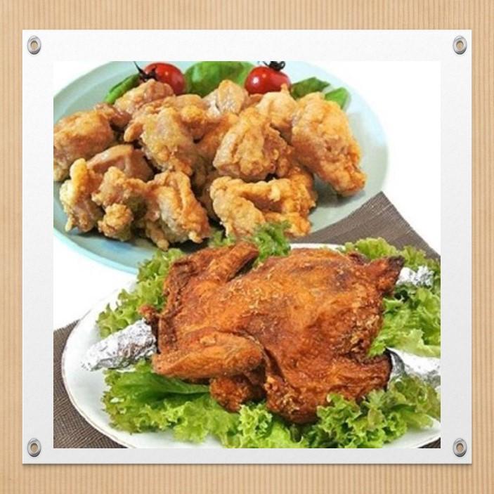 まる揚げ1羽（約1.2kg）・骨付きもも揚げ3本（約220ｇ×3本）・唐揚げ1.2kg（400ｇ×3袋）3点セット