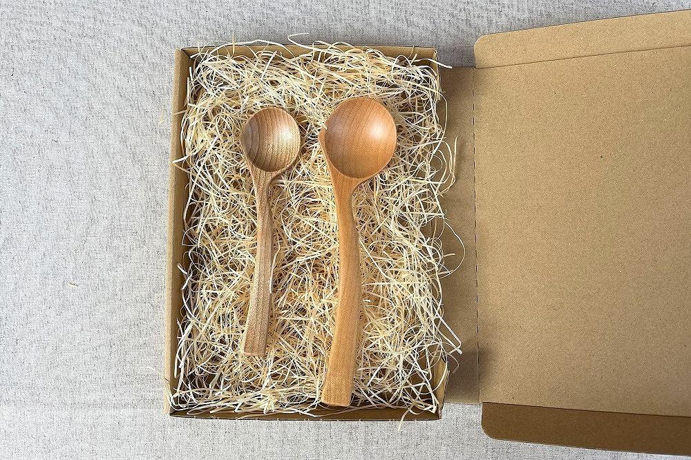 ＜湯布院・カトラリー専門　甲斐のぶお工房＞木製 利き手スプーン（左利き用）2本セット