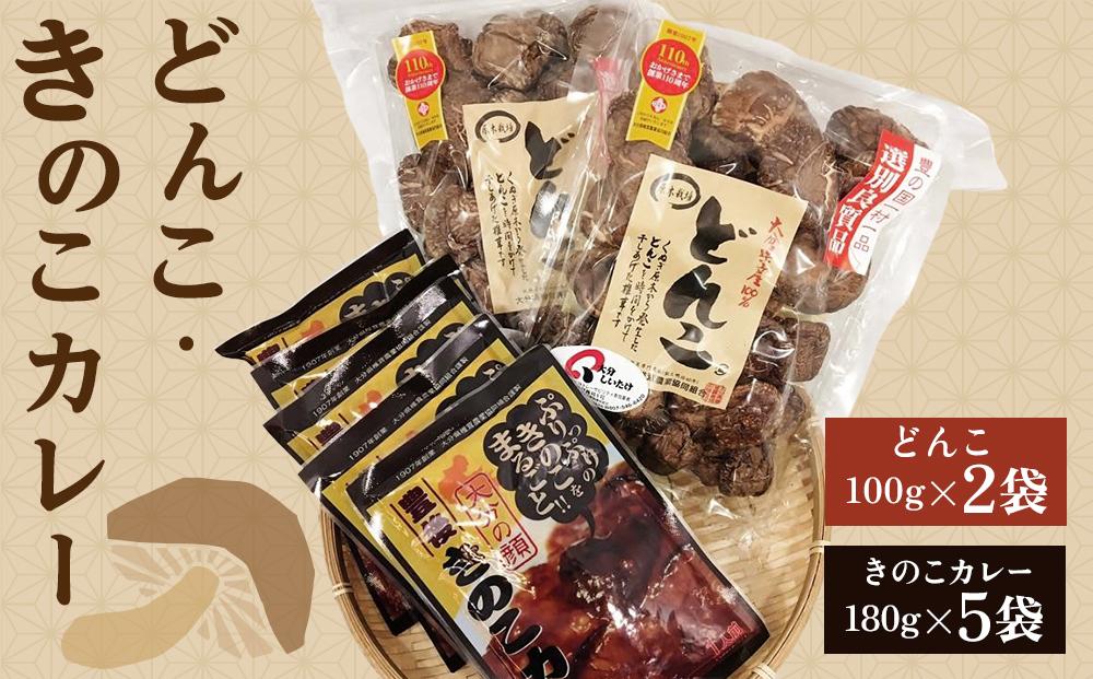 大分県産乾しいたけ（どんこ100g×2）と豊後きのこカレー（5パック）セット