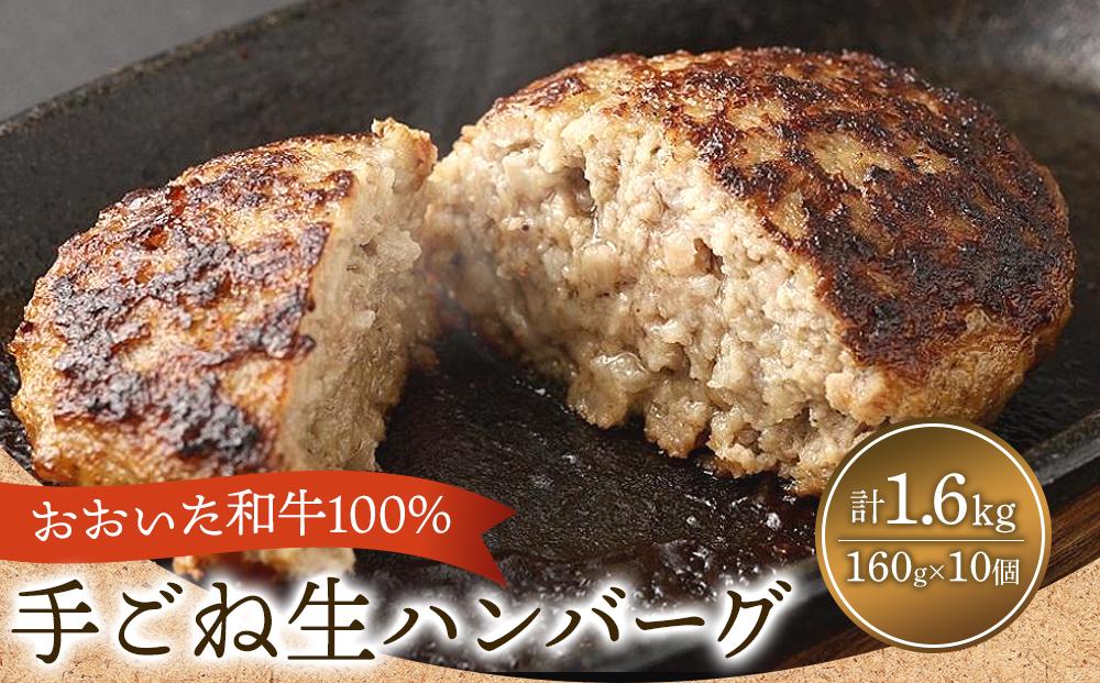 おおいた和牛100%使用！ 特製 手ごね 生 ハンバーグ 160g×10個 計1.6kg