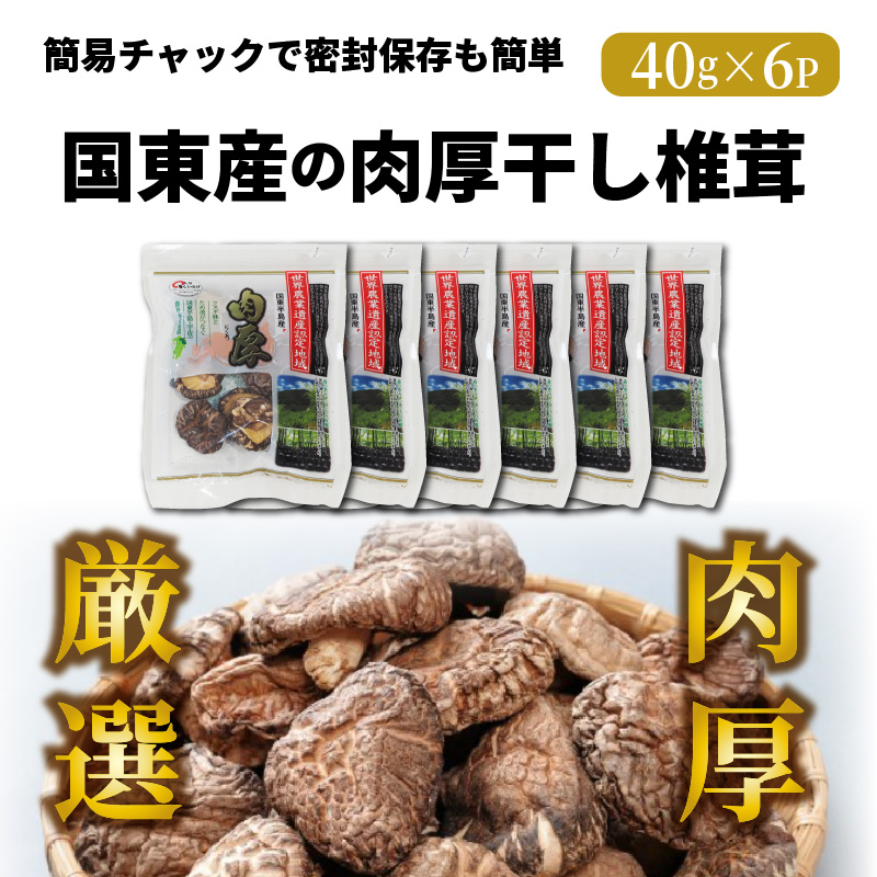 国東産の肉厚干し椎茸（冬菇）40g×6袋（チャック付き）_29058A