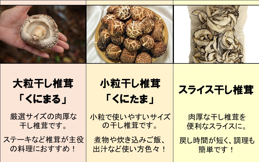 国東産干し椎茸 3種セット 計約245g 大分県 しいたけ 国産 スライス 小粒 大粒 _2655R