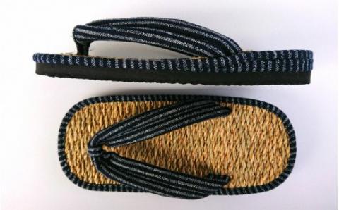 七島イで編んだ下駄風雪駄（男性用2Lサイズ）・通_29214A