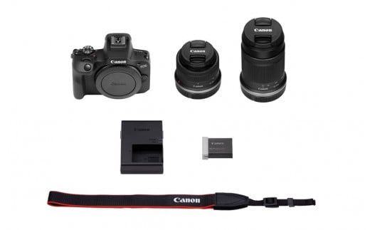 【Canon】 キヤノン ミラーレス カメラ EOS R100 ダブルズームキット 18-45mm / 55-210mm キャノン 一眼 家電_0034C