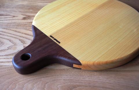 銀杏のまな板/丸型手付き37×30×2.7cm/耐水加工済_1249R