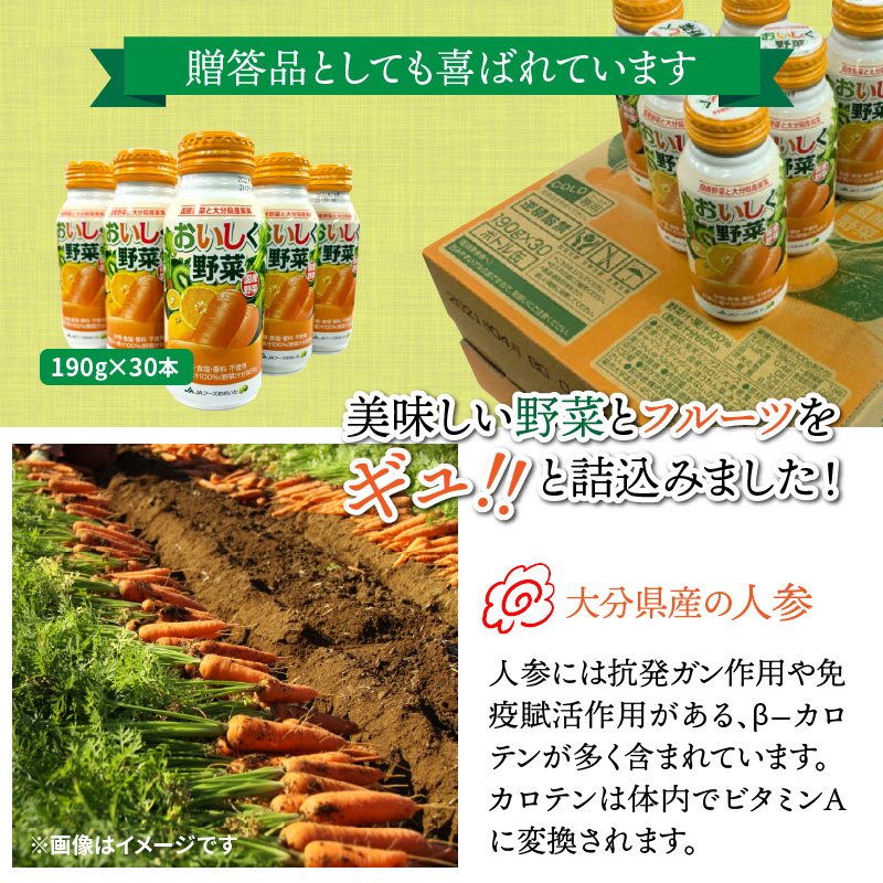 おいしく野菜ジュース 砂糖・食塩不使用 香料・着色料不使用 国産野菜 大分県産フルーツ はちみつ_1532R