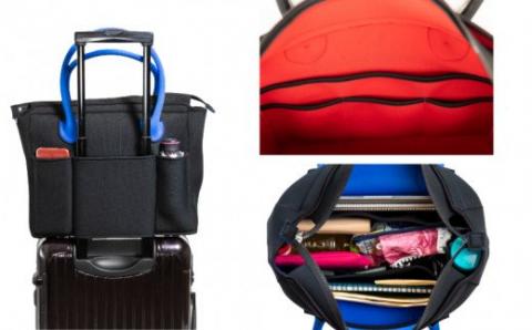 ウェットスーツ素材のビジネスバッグ(ハンドル黒、インナー青) _1832R-2