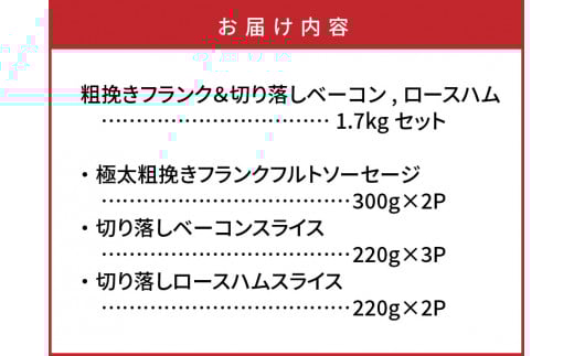 粗挽きフランク＆切り落しベーコンとロースハム1.7kgセット_1206R