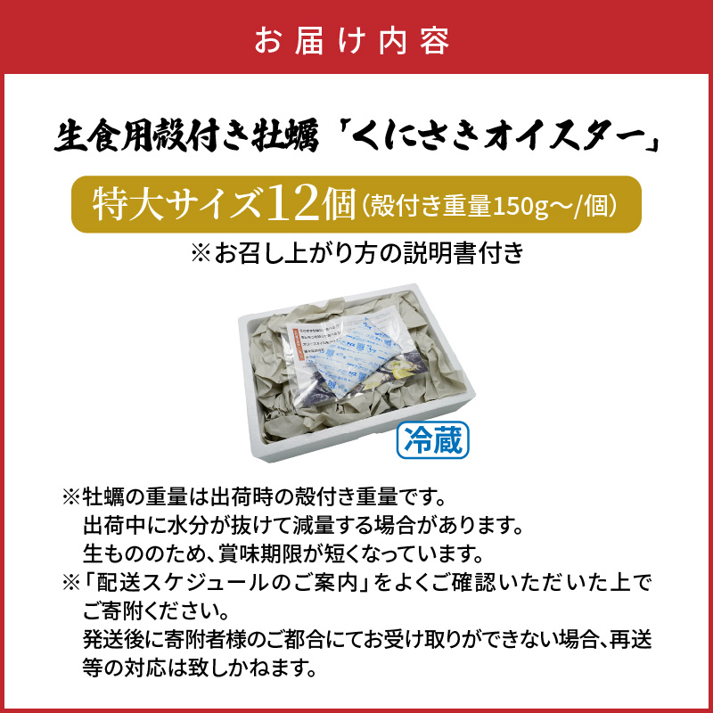牡蠣 生食用 殻付き くにさきオイスター 特大サイズ12個（殻付き重量150g～/個）　カキ oyster 生牡蠣_2361R-1