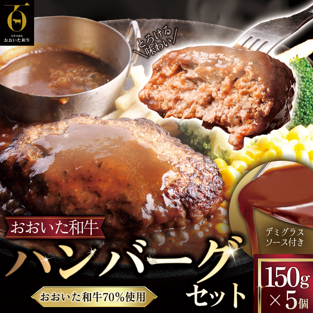 おおいた和牛ハンバーグセット【150ｇ×5】デミグラスソース付き G25-S