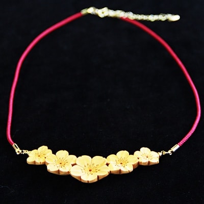 つげ細工 ネックレス(桜)　約7.5cm×2cm