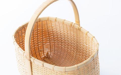 竹細工　買い物篭白手付(2260227)