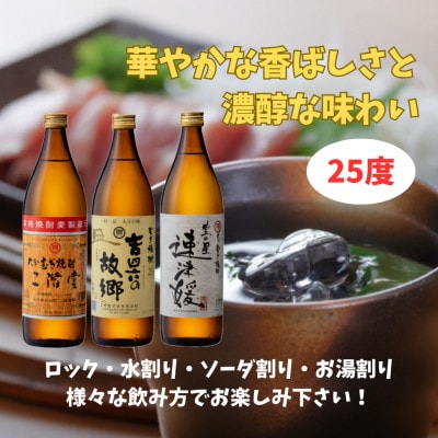 大分むぎ焼酎　二階堂・速津媛・吉四六の故郷25度(900ml)と二階堂梅酒(720ml)4本セット