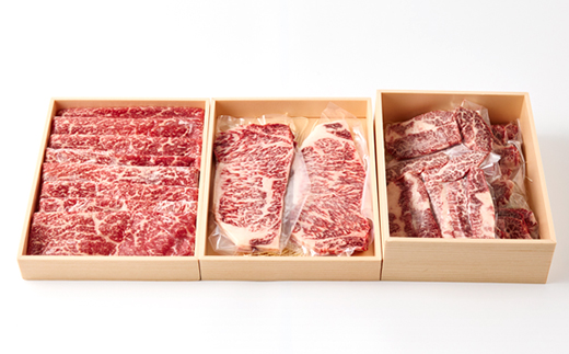 おおいた和牛 満足セット(カルビ焼肉・赤身すき焼き・サーロインステーキ)【配送不可地域：離島】