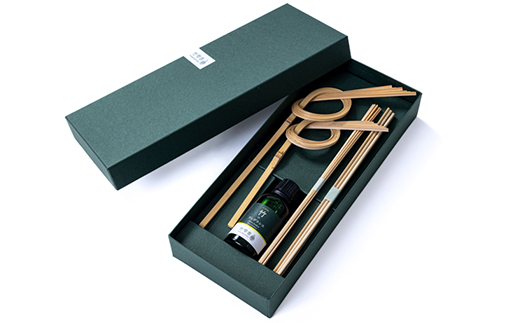 竹フレグランス30ml、竹渦巻き・竹丸棒セット【配送不可地域：沖縄県】