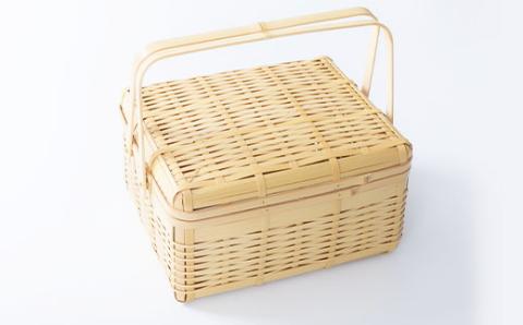 良質な竹を使用した伝統工芸品 竹細工 バスケットフタ付き(大)(4002227)