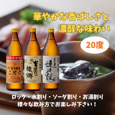 【お歳暮・のし付き】大分むぎ焼酎 二階堂と速津媛と吉四六の故郷20度(900ml)飲み比べ3本セット