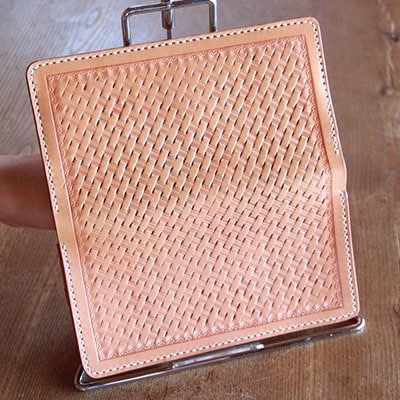 手作りレザーの長財布(バスケット)　YS03