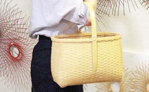 竹細工　買い物篭白手付(2260227)