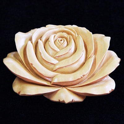 つげ細工 ブローチ(薔薇)　約8cm×6.5cm