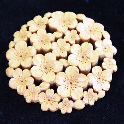 つげ細工 ブローチ(桜)　5.5cm