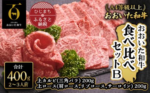 おおいた和牛 食べ比べセットB( 上カルビ ＆ 上ロース )(合計400g)2～3人前【配送不可地域：離島】