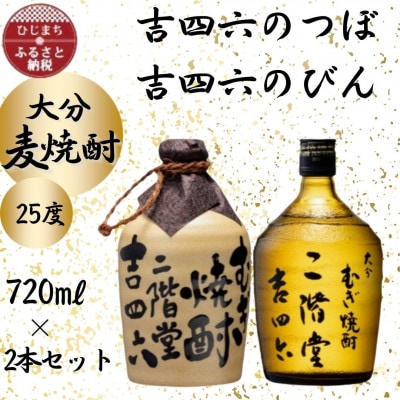 大分むぎ焼酎　二階堂吉四六つぼと吉四六瓶25度(720ml)2本セット