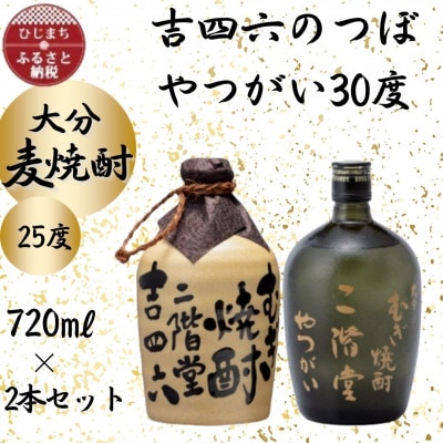 大分むぎ焼酎　二階堂吉四六つぼ25度とやつがい30度(720ml)2本セット