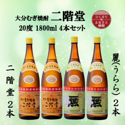 大分むぎ焼酎　二階堂2本と麗(うらら)2本20度(1800ml)4本セット
