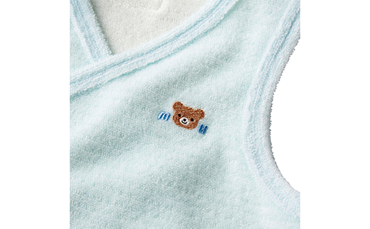 ミキハウス ベビー 無撚糸 パイルボーダー 胴着 ( ブルー ) 