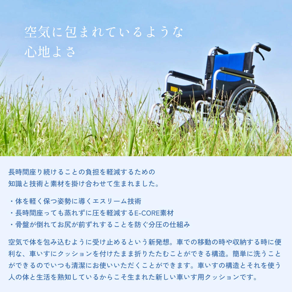 p!nto Mold Air black 車いす用 クッション 車椅子用 折りたたみ 