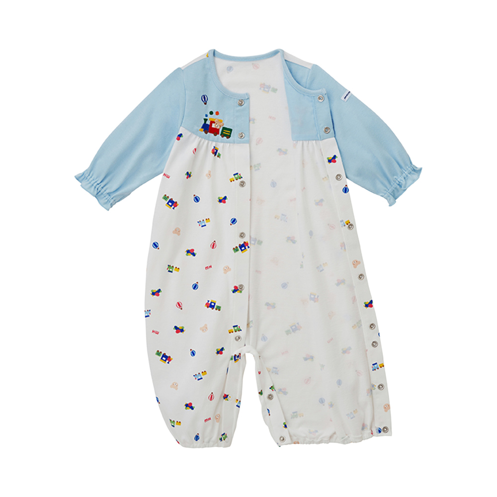 ミキハウス 天竺プリント ツーウェイオール（ブルー） ベ