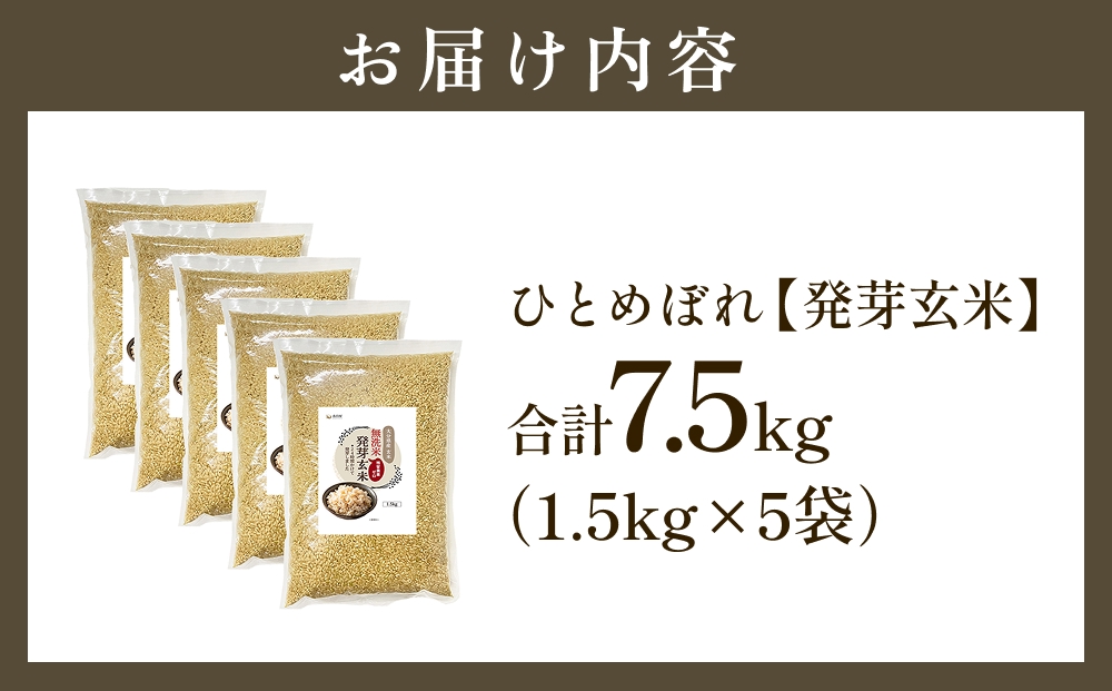 特Aひとめぼれ米 残留農薬ゼロ 発芽玄米 1.5kg×5袋(7.5kg) 令和