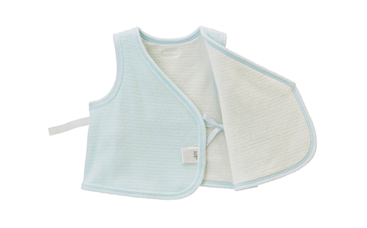 ミキハウス ベビー 無撚糸 パイルボーダー 胴着 ( ブルー ) 