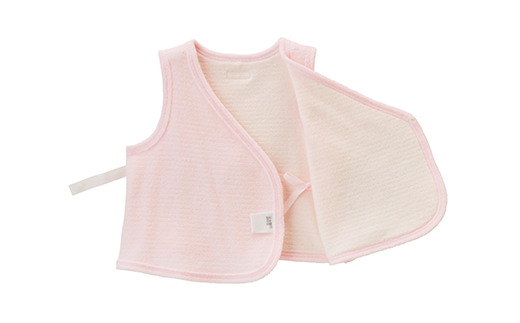 ミキハウス ベビー 無撚糸 パイルボーダー 胴着 ( ピンク ) 