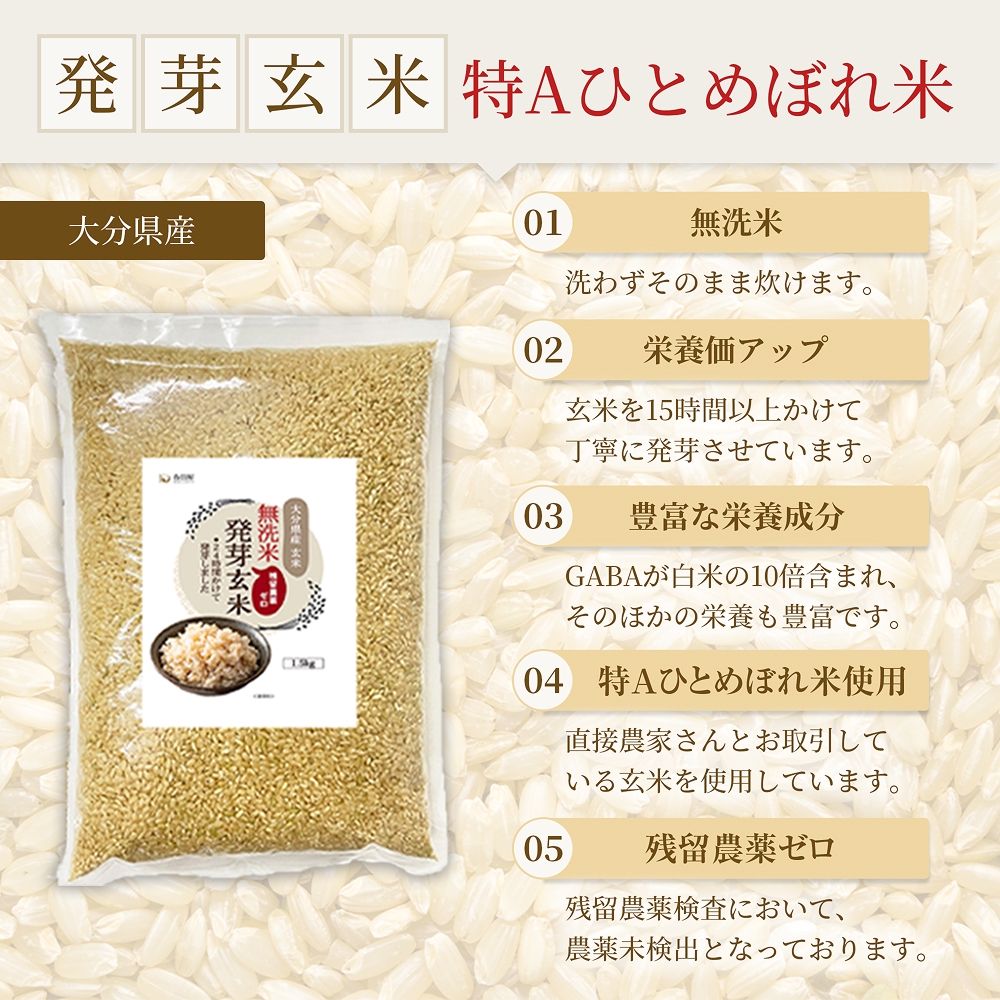 特Aひとめぼれ米 残留農薬ゼロ 発芽玄米 1.5kg×1袋 令和7年度