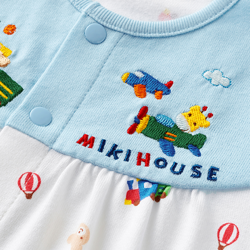 ミキハウス 天竺プリント ツーウェイオール（ブルー） ベ