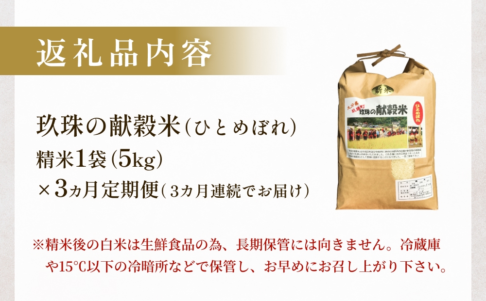 令和7年度玖珠の献穀米 5kg × 3回 毎月 定期便 米 ひとめぼれ