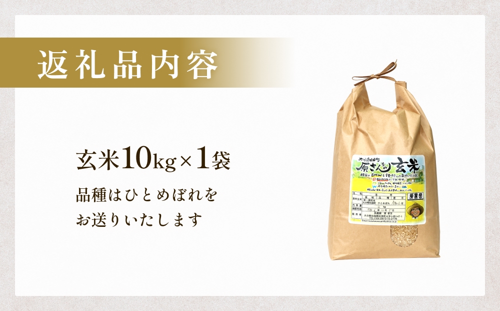 【令和8年産米先行受付】原さんちのお米 玄米 10kg ひとめぼ
