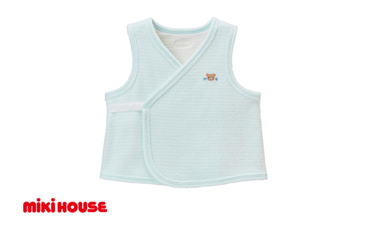 ミキハウス ベビー 無撚糸 パイルボーダー 胴着 ( ブルー ) 