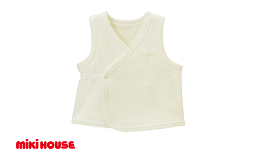 ミキハウス ベビー 無撚糸 パイルボーダー 胴着 ( 白 ) ミキ