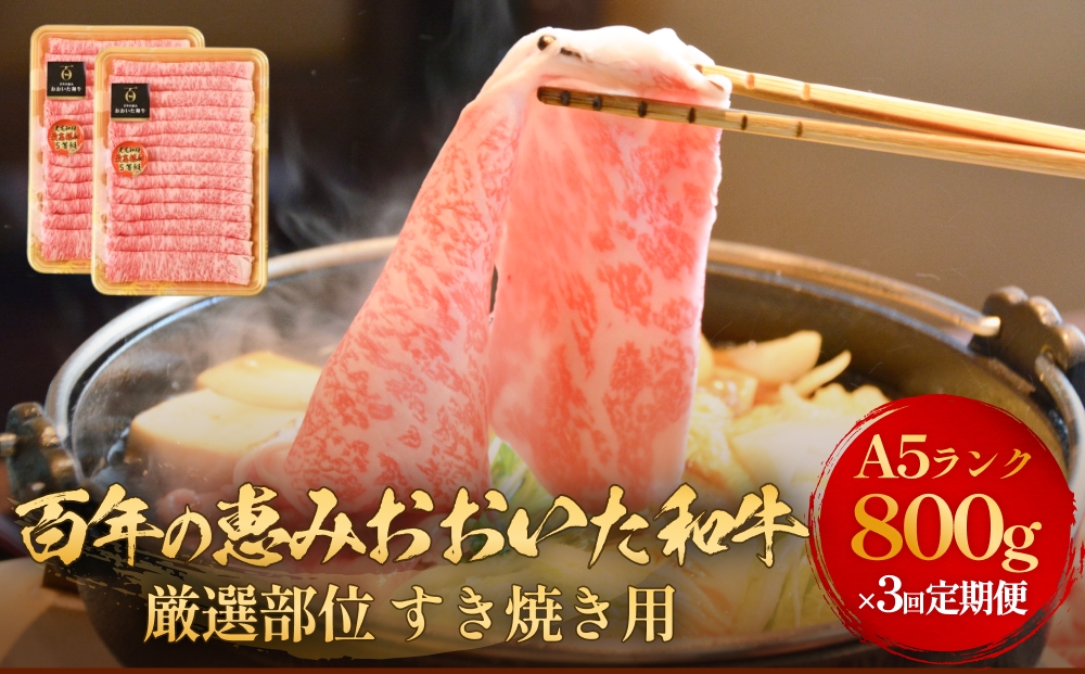 「百年の恵み おおいた和牛 」すき焼き用  800g × 3ヶ月 定期