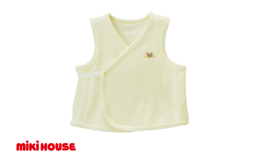 ミキハウス ベビー 無撚糸 パイルボーダー 胴着 ( 黄 ) ベビ