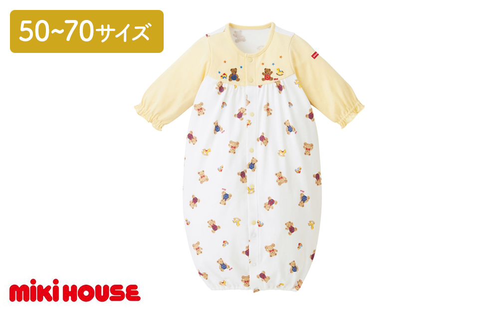 ミキハウス　ベア総柄のツーウェイオール ベビー服 ベビー