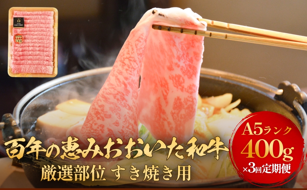 「百年の恵み おおいた和牛 」すき焼き用  400g × 3ヶ月 定期