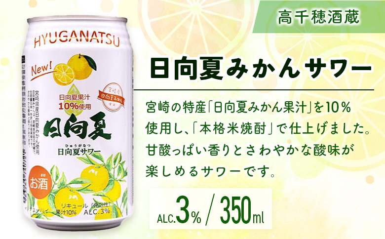 南国宮崎特産「日向夏」でつくった 酎ハイ 2種 飲み比べ 350ml×24本 セット 日向夏みかんサワー＆NIPPON PREMIUM 宮崎県産日向夏