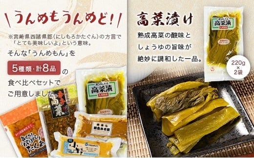 「霧島連山」天然水仕込みのお漬物 5種 バラエティセット 宮崎県産 たくあん 高菜