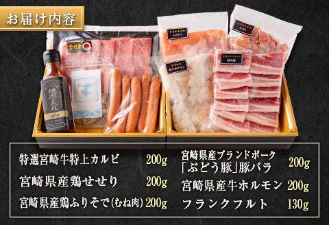◇宮崎県産のお肉を堪能!! 老舗焼肉店の焼肉セット（タレ・塩胡椒付き ）計1kg以上