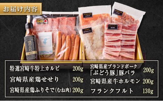 ◇宮崎県産のお肉を堪能!! 老舗焼肉店の焼肉セット（タレ・塩胡椒付き ）計1kg以上