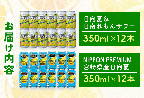 南国宮崎県特産「日向夏」でつくった酎ハイ 2種飲み比べセット 350ml×24本